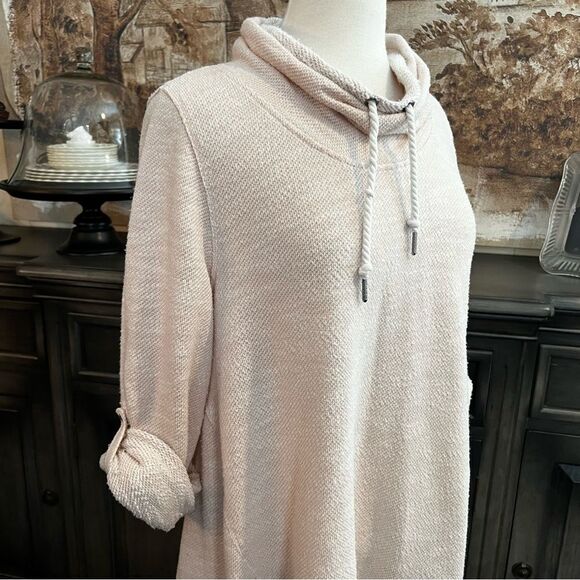 Plus Size Calvin Klein Sweatshirt Pastel Pink Cowl neck line with Cord size 1X - Picture 1 of 8